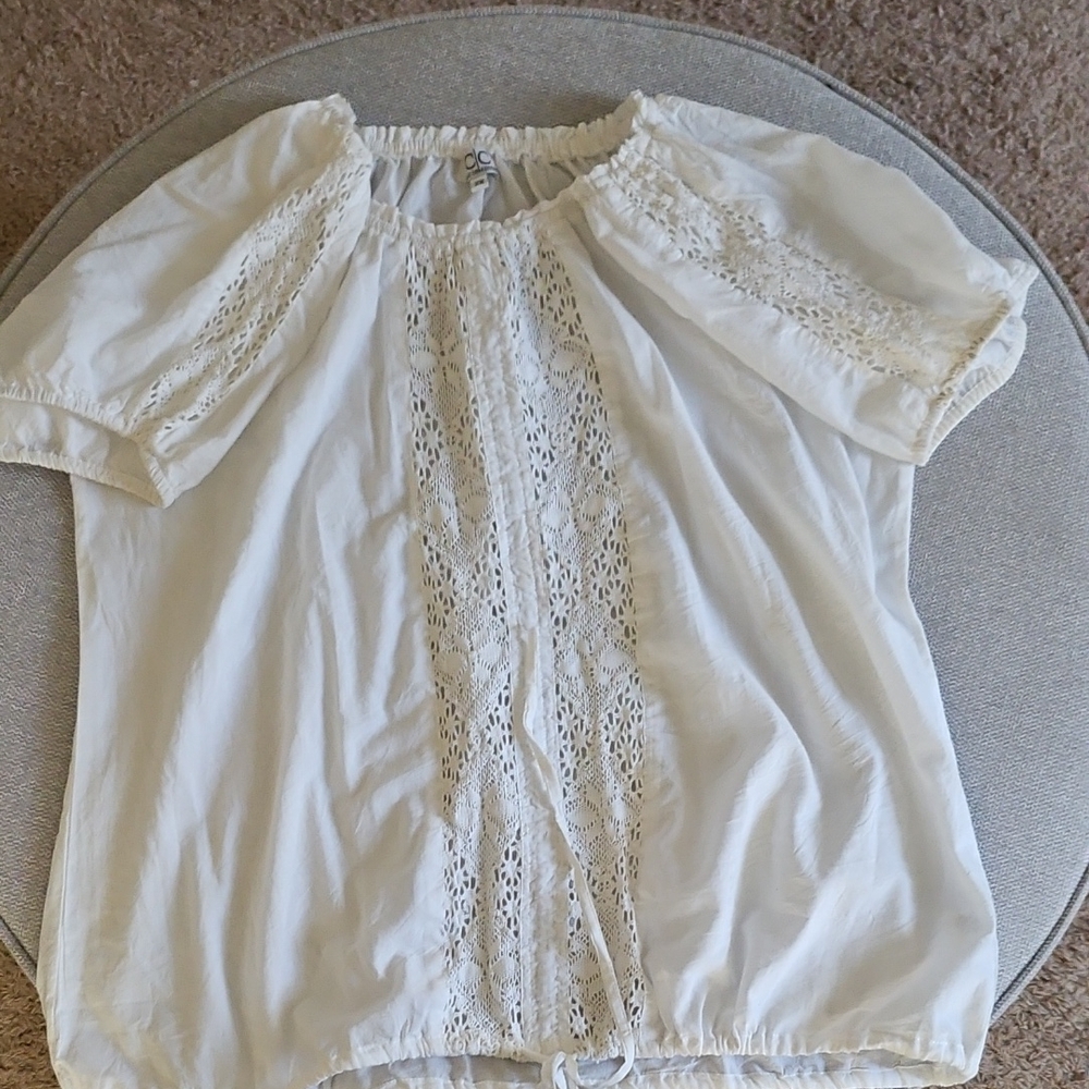 2X Elegant White Lace Women's Top